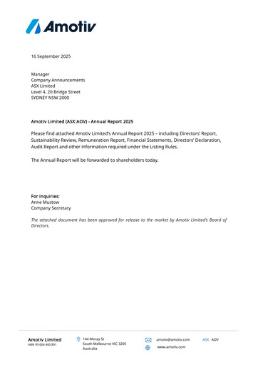 Vorschaubild Amotiv Limited Jahresbericht 2025