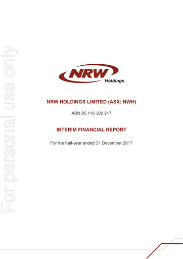 Vorschaubild NRW Holdings Limited Finanzbericht 2018-h1