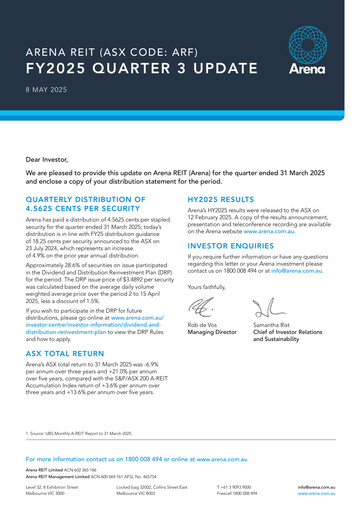 Thumbnail Arena REIT Quarterly Report 2025-q3