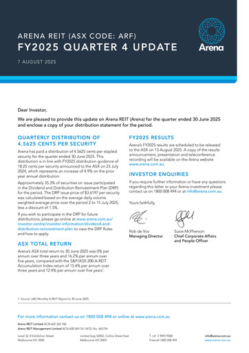Thumbnail Arena REIT Quarterly Report 2025-q4