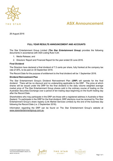 Thumbnail The Star Entertainment Group Financial Report 2016