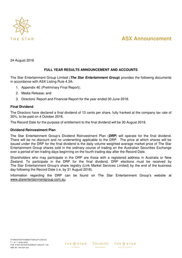 Thumbnail The Star Entertainment Group Financial Report 2018