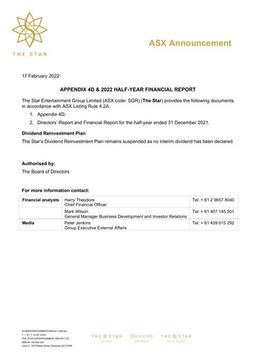 Thumbnail The Star Entertainment Group Financial Report 2022-h1