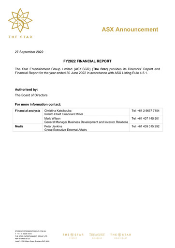 Thumbnail The Star Entertainment Group Financial Report 2022