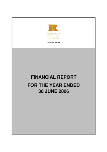 Thumbnail Resolute Mining Financial Report 2006-h1
