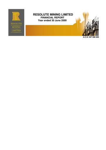 Thumbnail Resolute Mining Financial Report 2009-h1