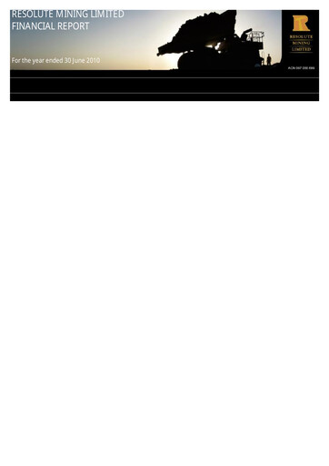 Thumbnail Resolute Mining Financial Report 2010-h1
