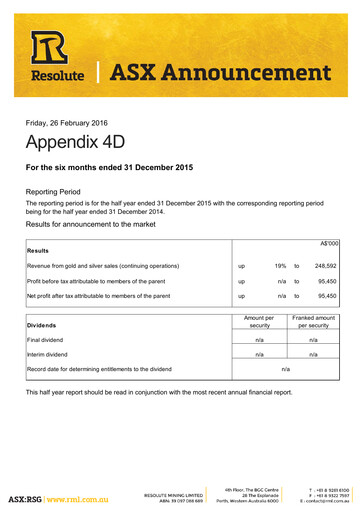 Thumbnail Resolute Mining Half-year Report 2016-h1