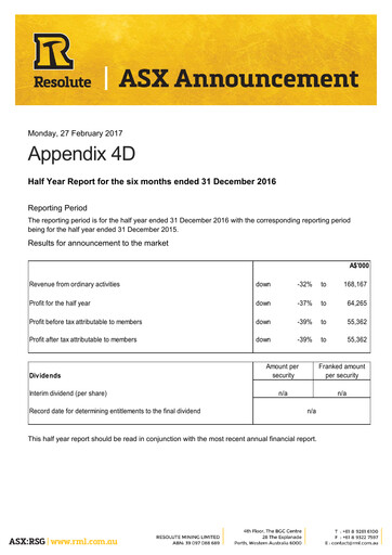 Thumbnail Resolute Mining Half-year Report 2017-h1