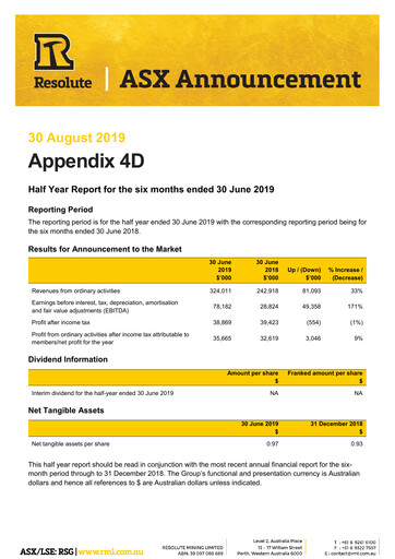 Thumbnail Resolute Mining Half-year Report 2019-h1