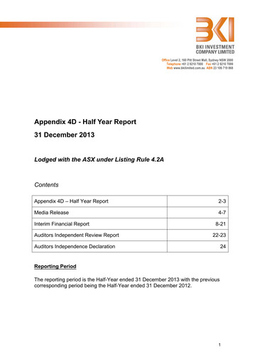 Miniature BKI Investment Company Rapport financier 2014-h1