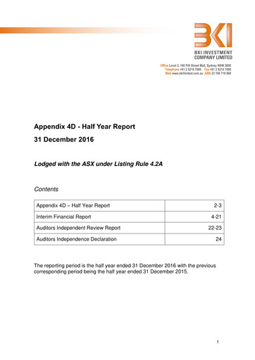 Miniature BKI Investment Company Rapport financier 2017-h1