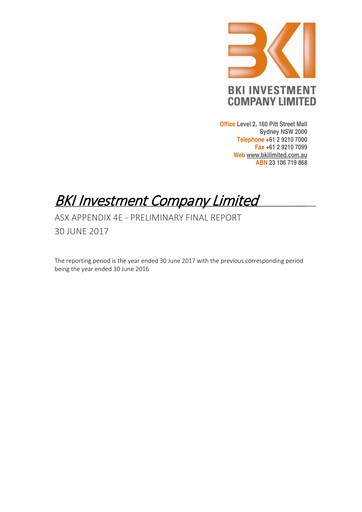 Miniature BKI Investment Company Rapport financier 2017