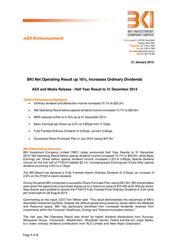 Miniature BKI Investment Company Rapport semestriel 2015-h1