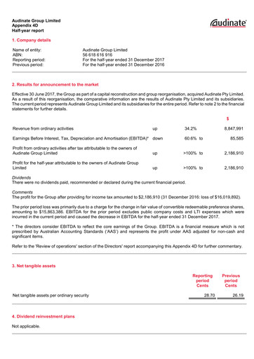 Miniature Audinate Group Rapport financier 2018-h1