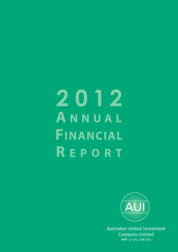Thumbnail Australian United Investment Company Annual Report 2012