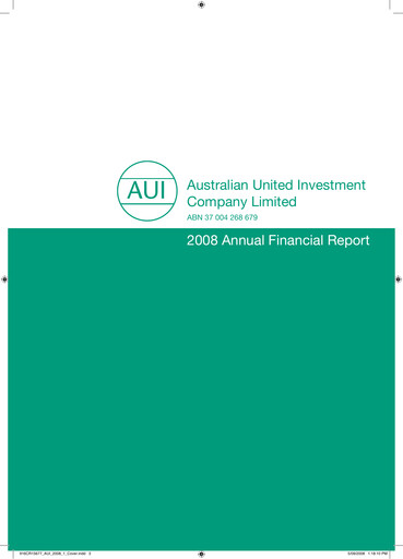 Thumbnail Australian United Investment Company Financial Report 2008