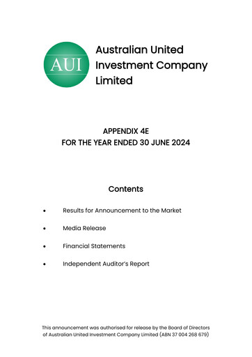 Thumbnail Australian United Investment Company Financial Report 2024