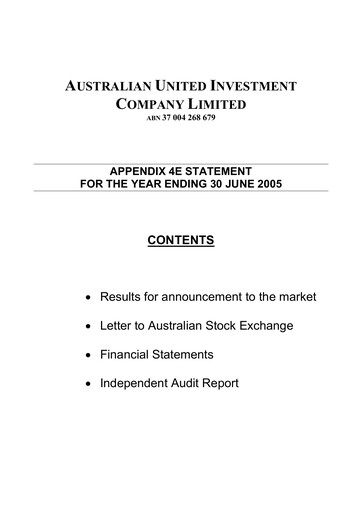 Miniature Australian United Investment Company Bilan financier 2005