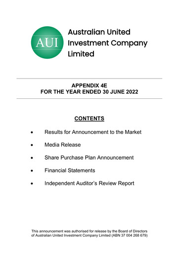 Miniature Australian United Investment Company Bilan financier 2022