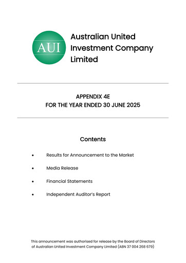 Thumbnail Australian United Investment Company Financial Statement 2025