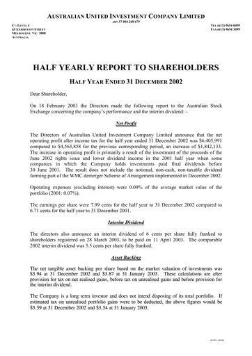 Thumbnail Australian United Investment Company Half-year Report 2002-h1