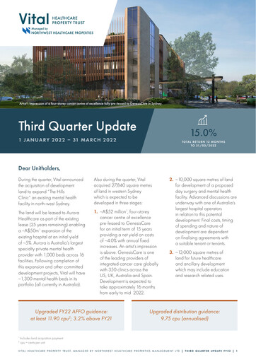 Vorschaubild Vital Healthcare Property Trust Quartalsbericht 2022-q3