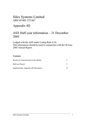 Thumbnail Silex Systems Limited Financial Report 2006-h1