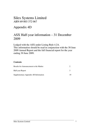 Thumbnail Silex Systems Limited Financial Report 2010-h1