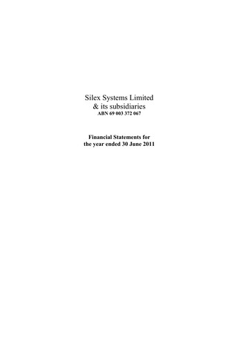 Thumbnail Silex Systems Limited Financial Report 2011