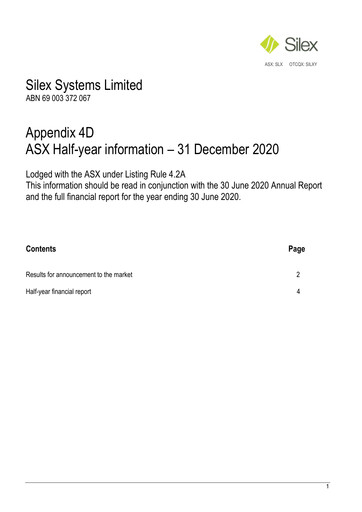 Thumbnail Silex Systems Limited Financial Report 2021-h1