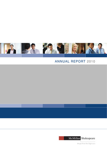 Thumbnail McMillan Shakespeare Annual Report 2010