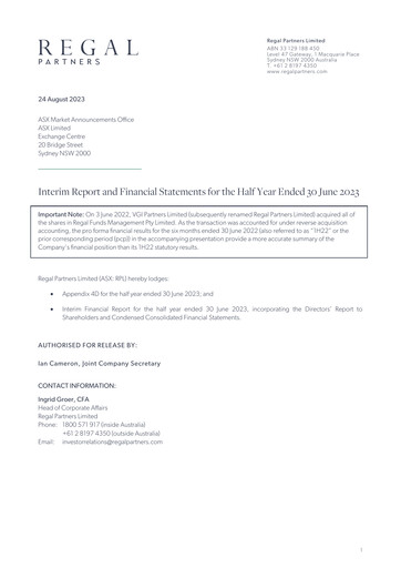 Vorschaubild Regal Partners Limited Halbjahresbericht 2023-h1