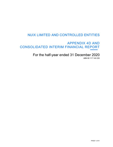 Thumbnail Nuix Limited Financial Report 2021-h1