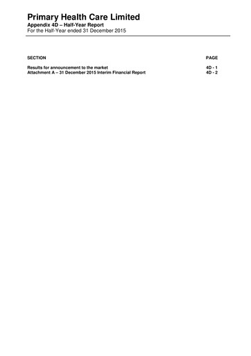 Thumbnail Healius Limited Half-year Report 2016-h1