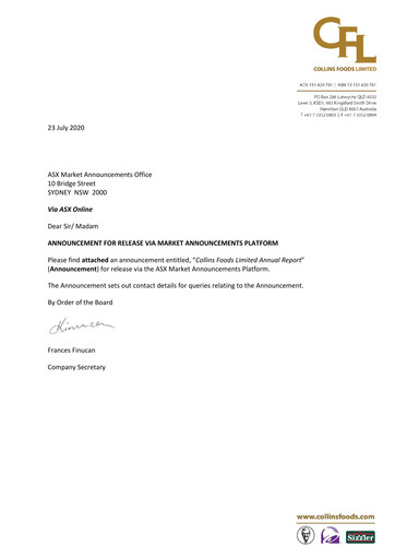 Thumbnail Collins Foods Limited Annual Report 2020