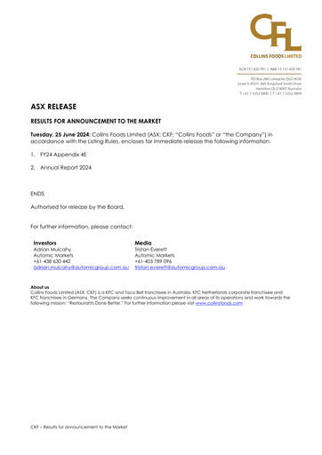 Thumbnail Collins Foods Limited Annual Report 2024