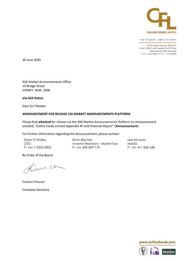 Thumbnail Collins Foods Limited Financial Report 2020