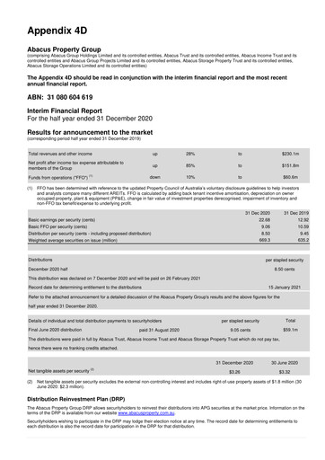Thumbnail Abacus Group Financial Report 2021-h1