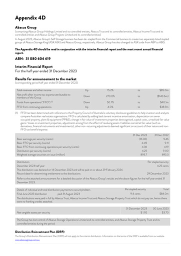 Thumbnail Abacus Group Financial Report 2024-h1