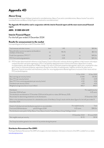 Thumbnail Abacus Group Financial Report 2025-h1