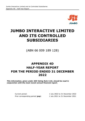 Thumbnail Jumbo Interactive Limited Half-year Report 2022-h2