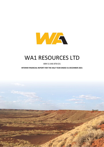 Thumbnail WA1 Resources Half-year Report 2022-h1