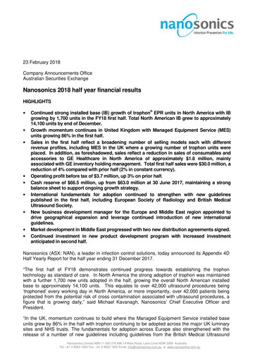 Thumbnail Nanosonics Limited Financial Report 2018-h1