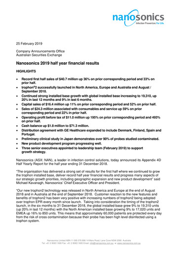 Thumbnail Nanosonics Limited Half-year Report 2019-h1