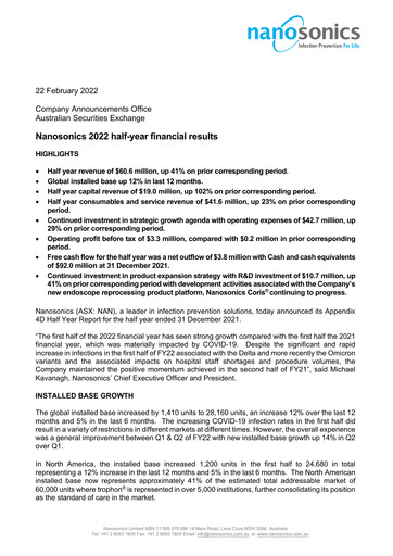 Thumbnail Nanosonics Limited Half-year Report 2022-h1