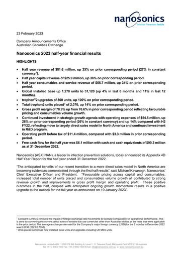 Thumbnail Nanosonics Limited Half-year Report 2023-h1