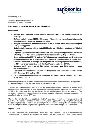 Thumbnail Nanosonics Limited Half-year Report 2024-h1