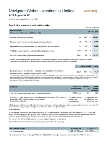 Thumbnail Navigator Global Investments Financial Report 2023