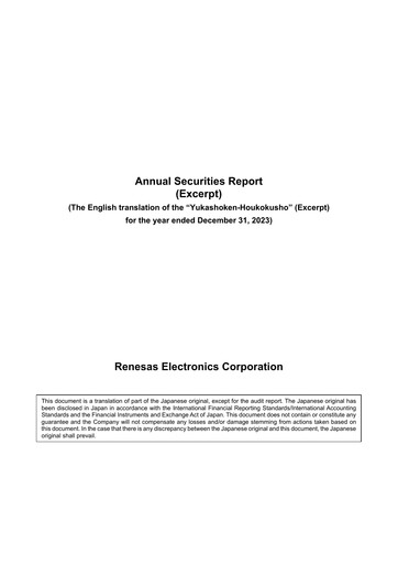 Thumbnail Renesas Electronics
 Annual Report 2023